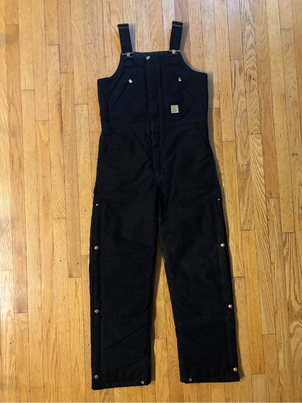 Carhartt Insulated Duck Canvas Bib Overalls - Black - Small